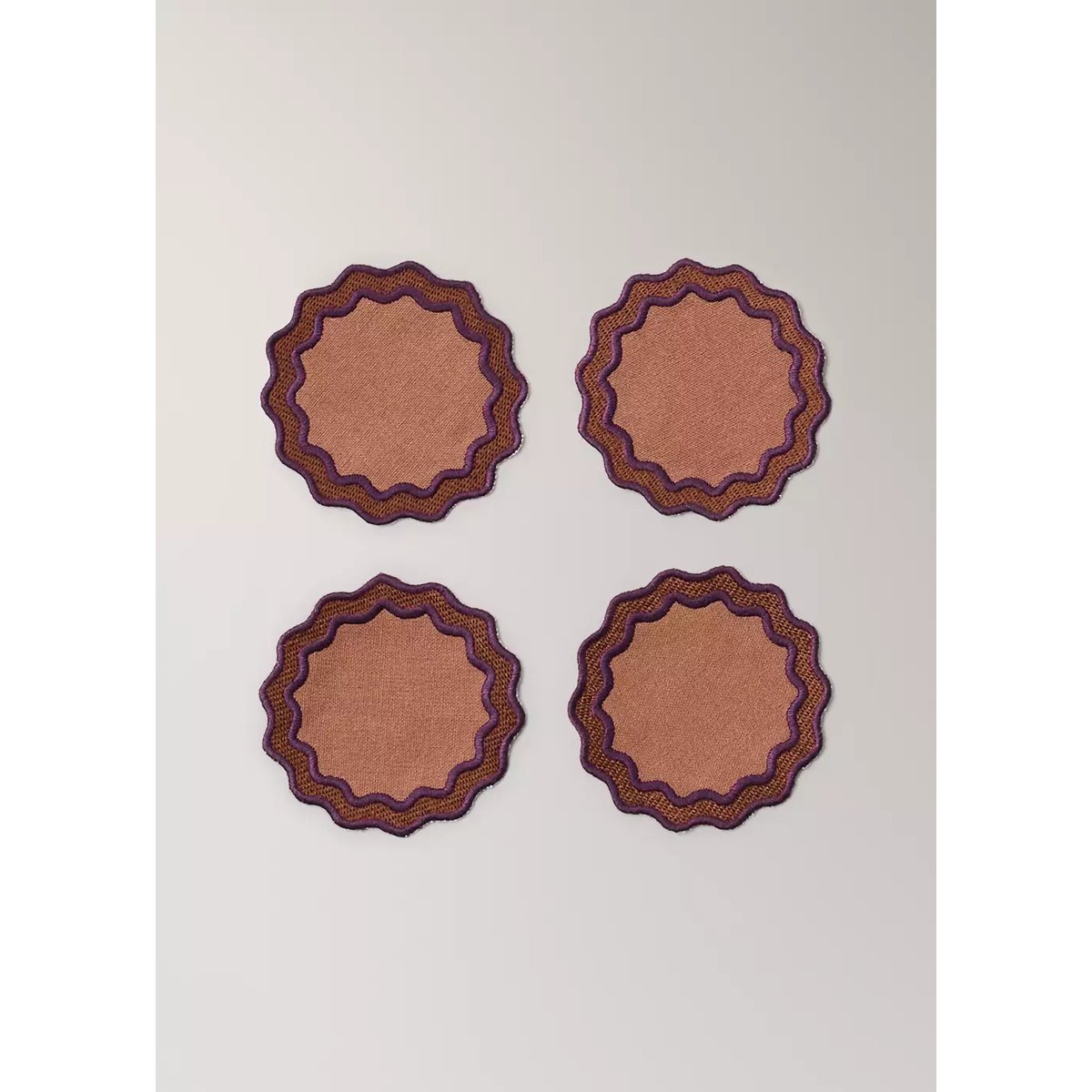 Dessous de verre géométriques 100 % coton rose, MANGO HOME