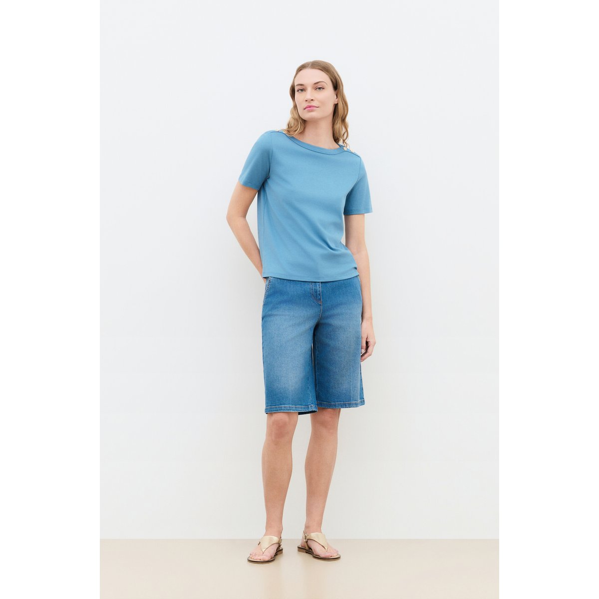 T-shirt droit col bateau TSOPHIE bleu, CAROLL