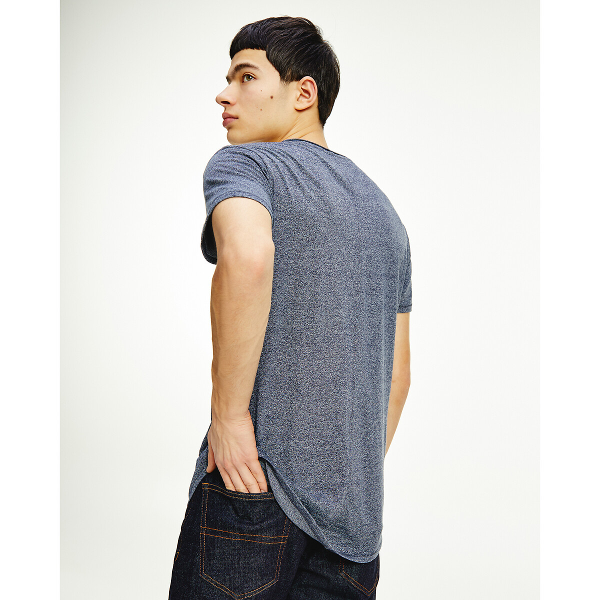 T-Shirt mit rundem Ausschnitt Original blau meliert            , TOMMY JEANS