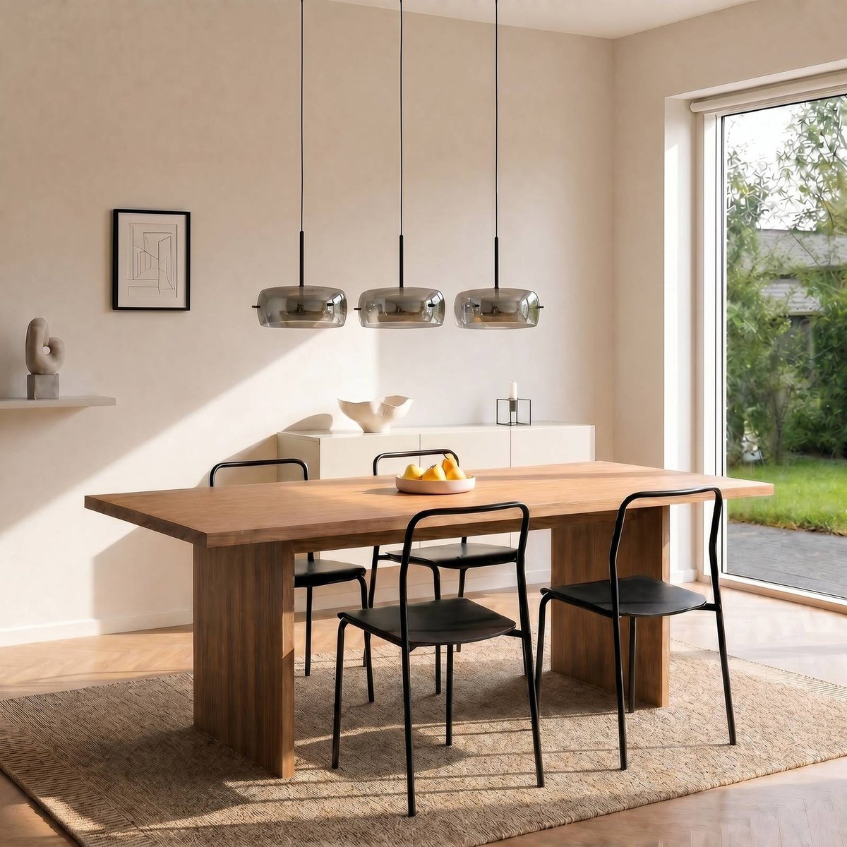 Suspension en verre moderneLED, Martis noir, gris fumé, LUCANDE