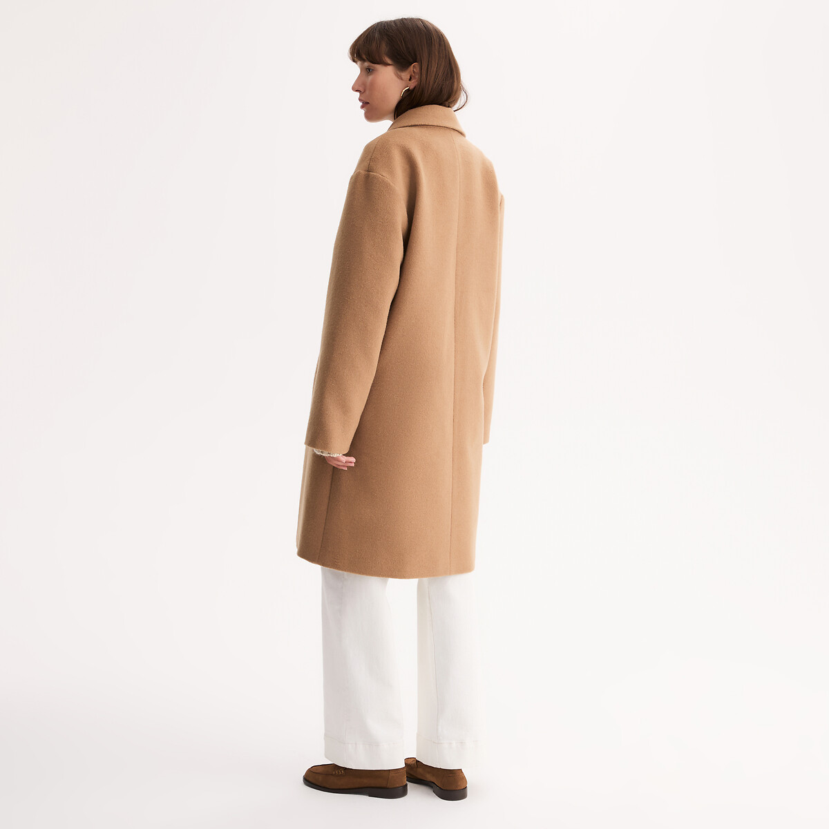 Manteau long, en laine mélangée camel, ANNE WEYBURN