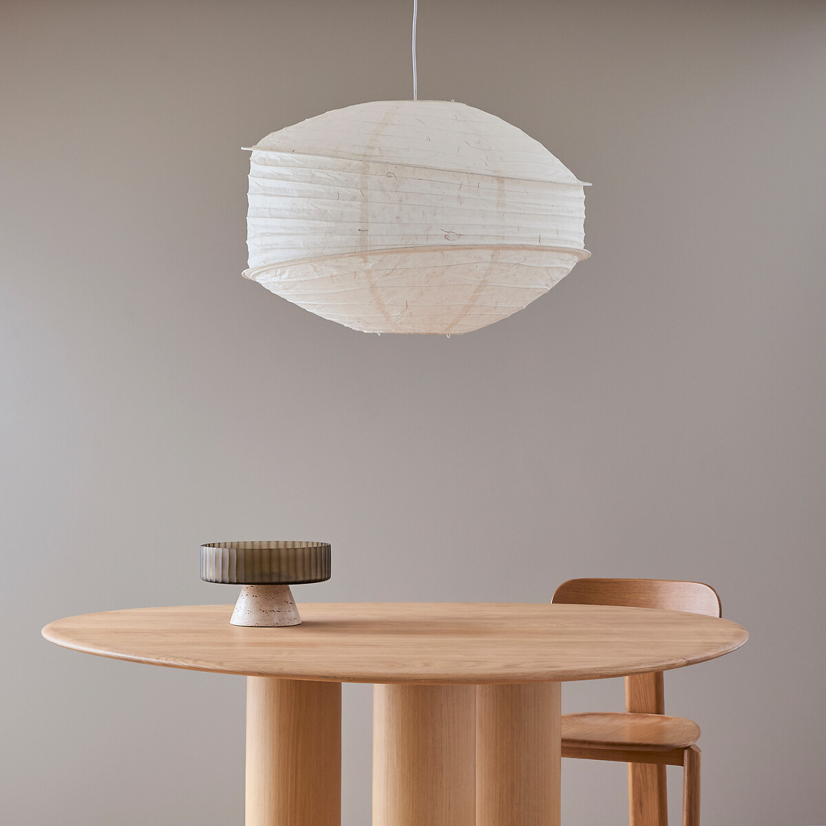 Nassah Pendant Light in Textured Paper, Diameter 68cm white, AM.PM