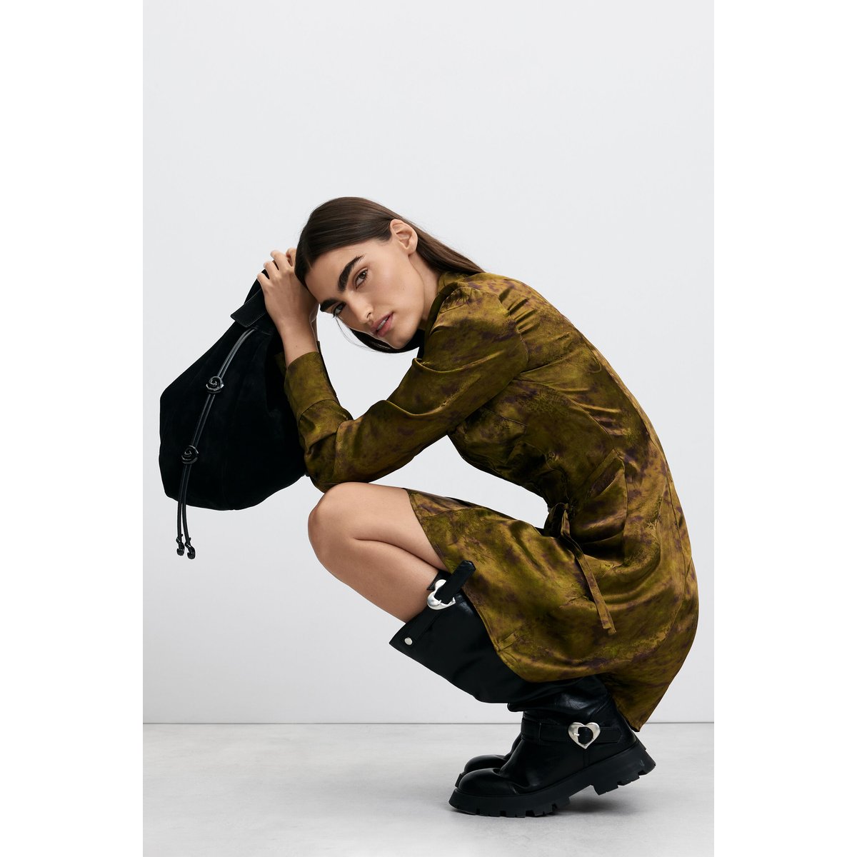 robe longue imprimée en viscose marron, DESIGUAL