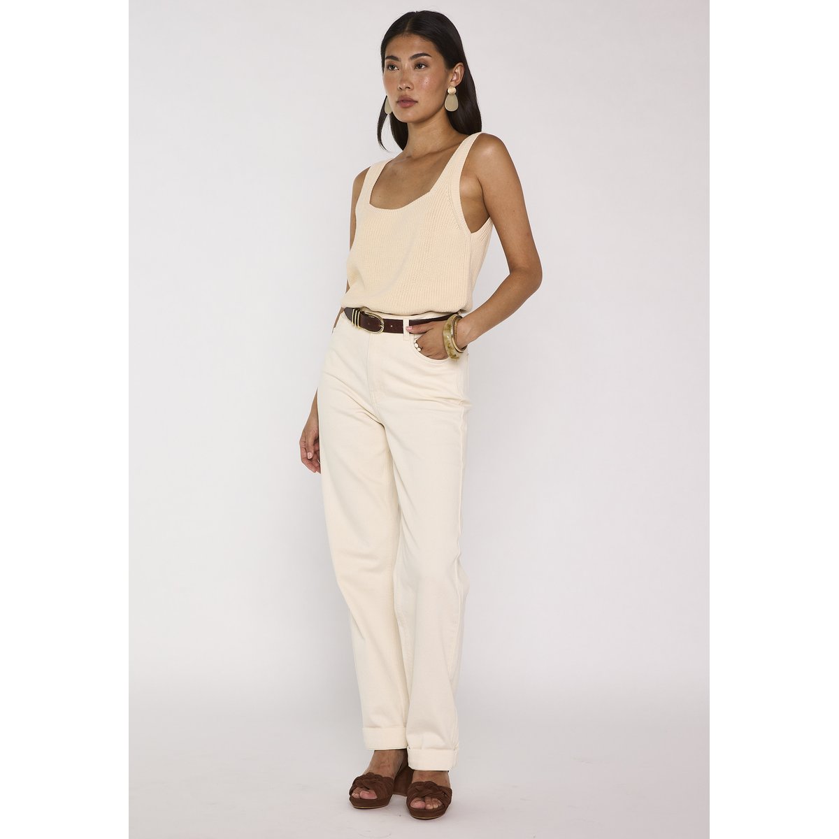 Débardeur en coton ANNA creme, Maison 123