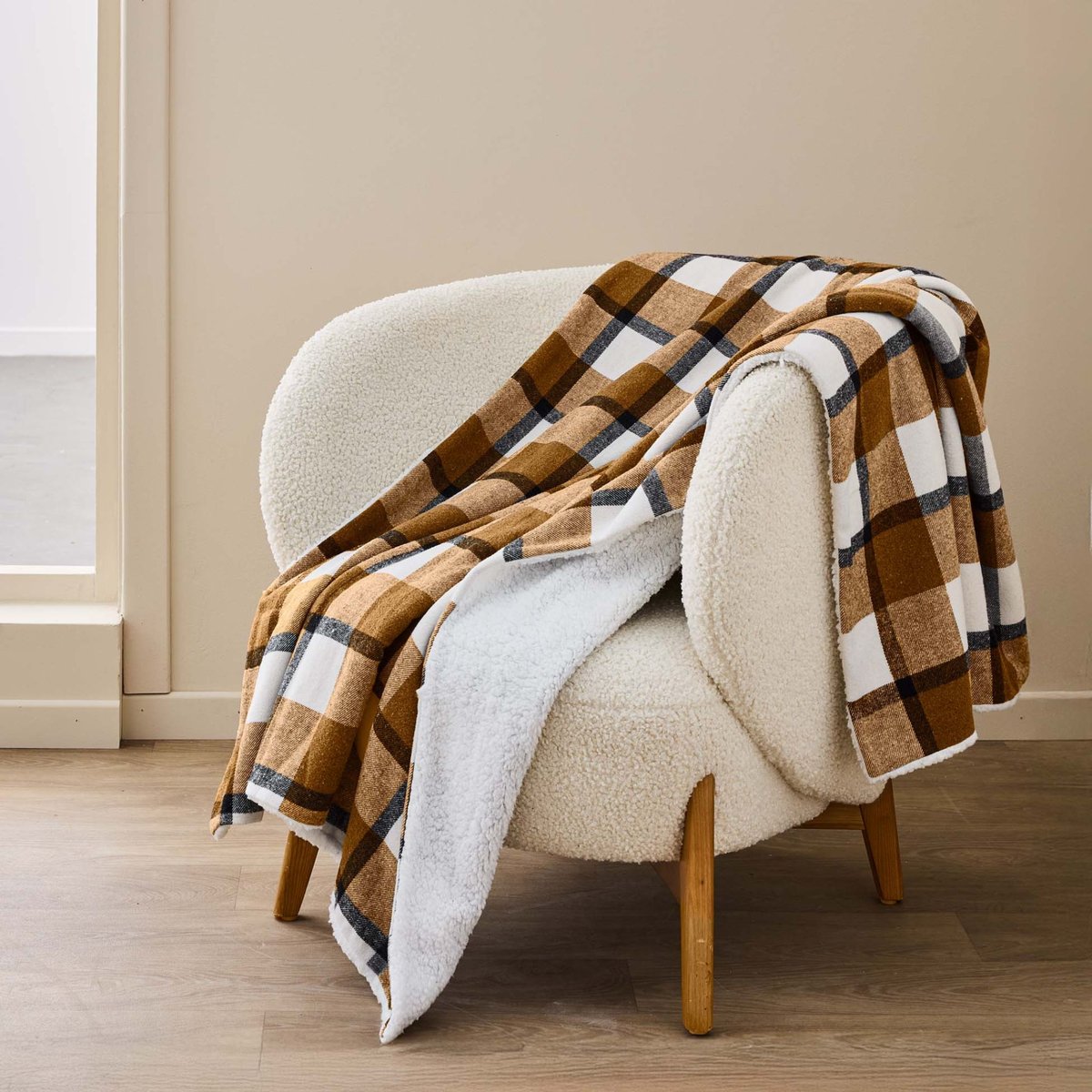 Plaid tartan sherpa chaud Écossais marron, DOUCEUR D'INTÉRIEUR