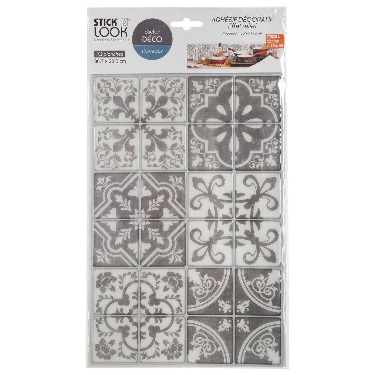 Lot de 2 stickers CARO blanc, ATMOSPHERA