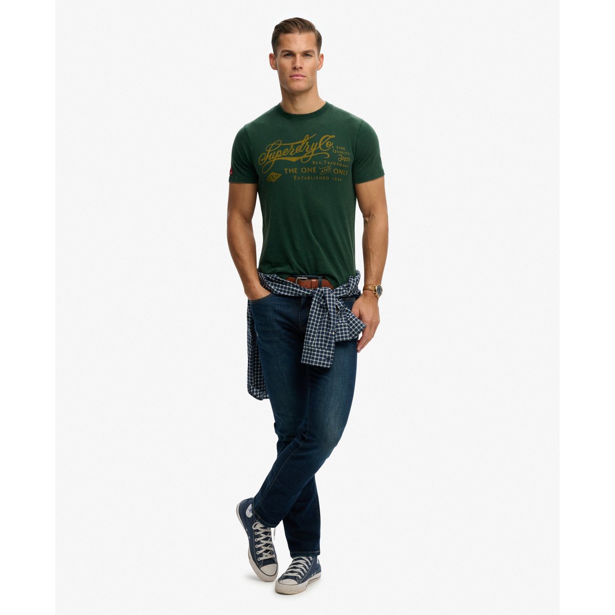 T-shirt Industry Worker Coupe Décontractée vert émail, SUPERDRY