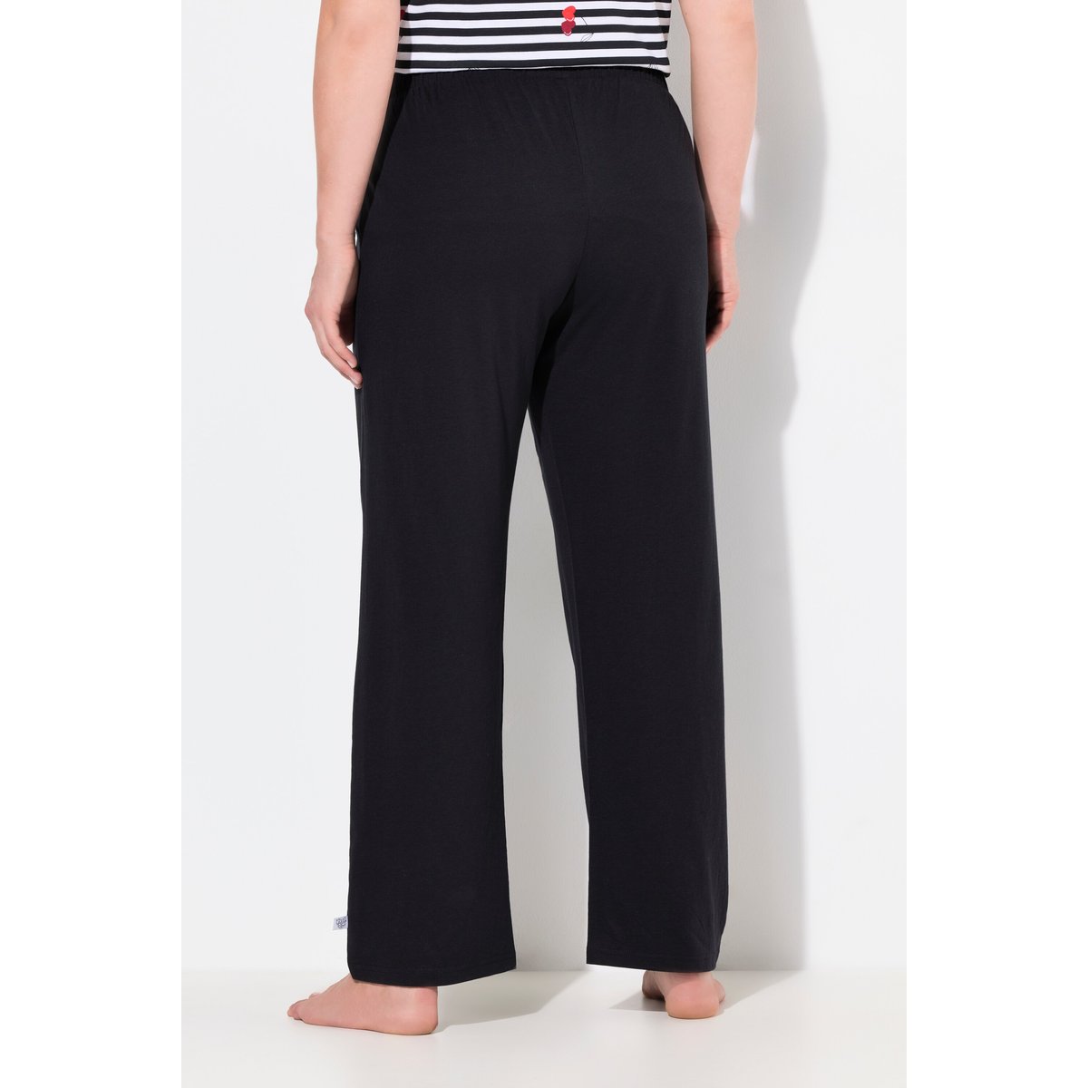 Pantalon de pyjama uni/cœurs, jambe longue noir, ULLA POPKEN