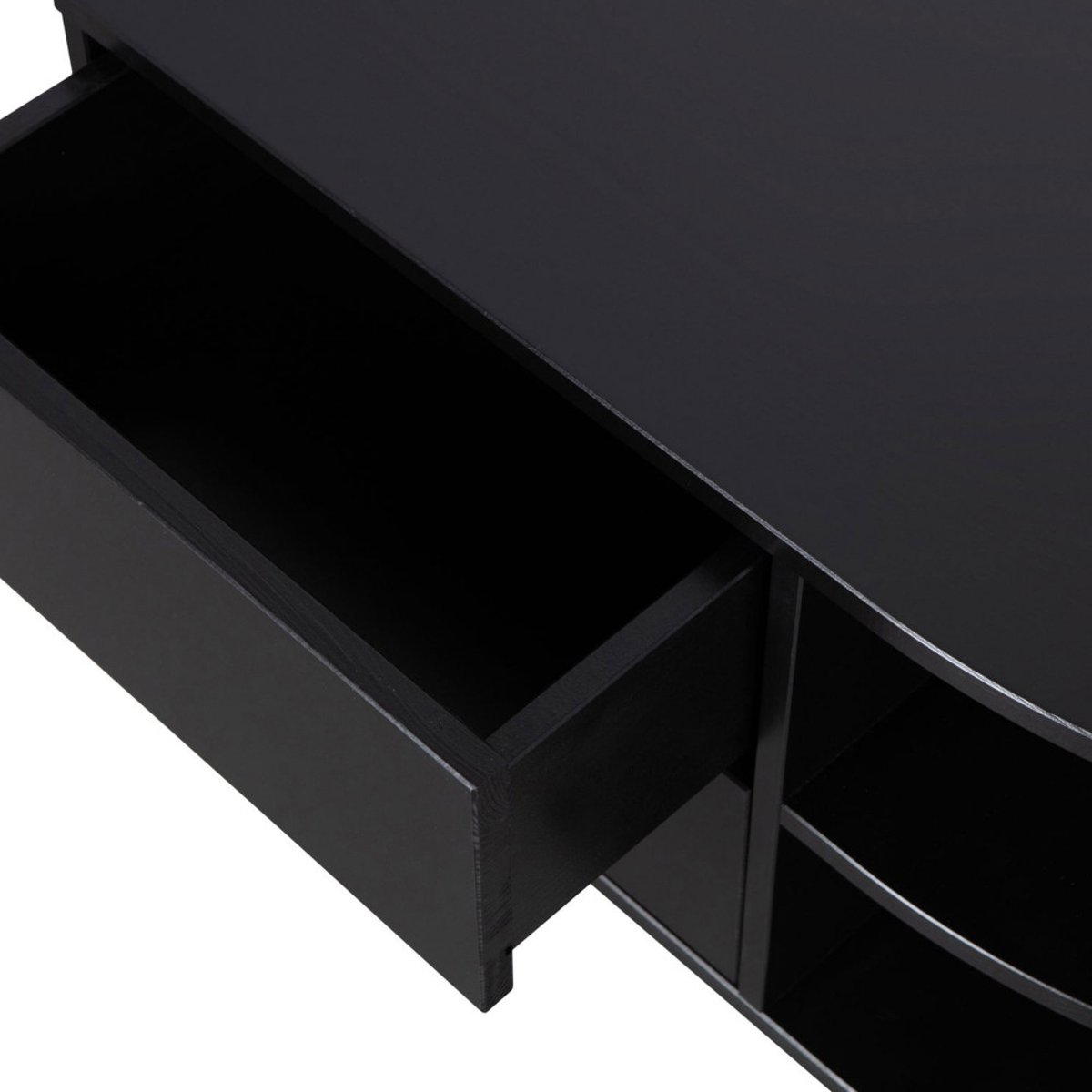 Meuble TV 2 tiroirs en bois L78cm- FINCA noir, WOOOD