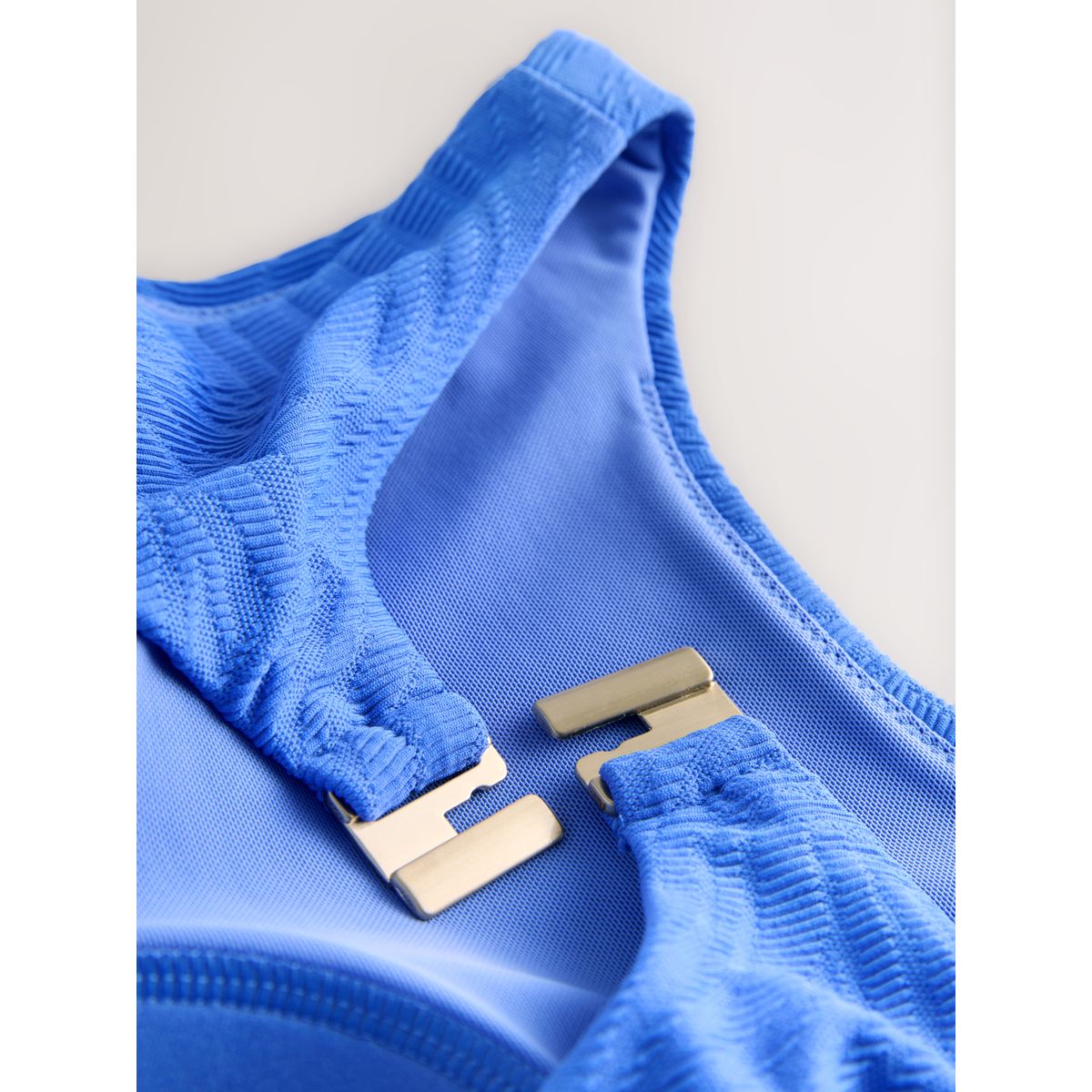 Maillot de bain gainant tummy à col montant bleuet texturé, NEXT