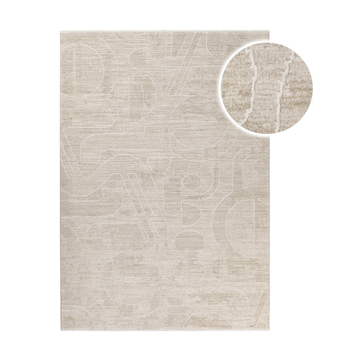 WECONhome Beatle-B par Esprit, tissé machine, tapis poils courts, motif graphique avec effet relief, certifié OEKO-TEX® , Beatle-B beige multicolore, ESPRIT