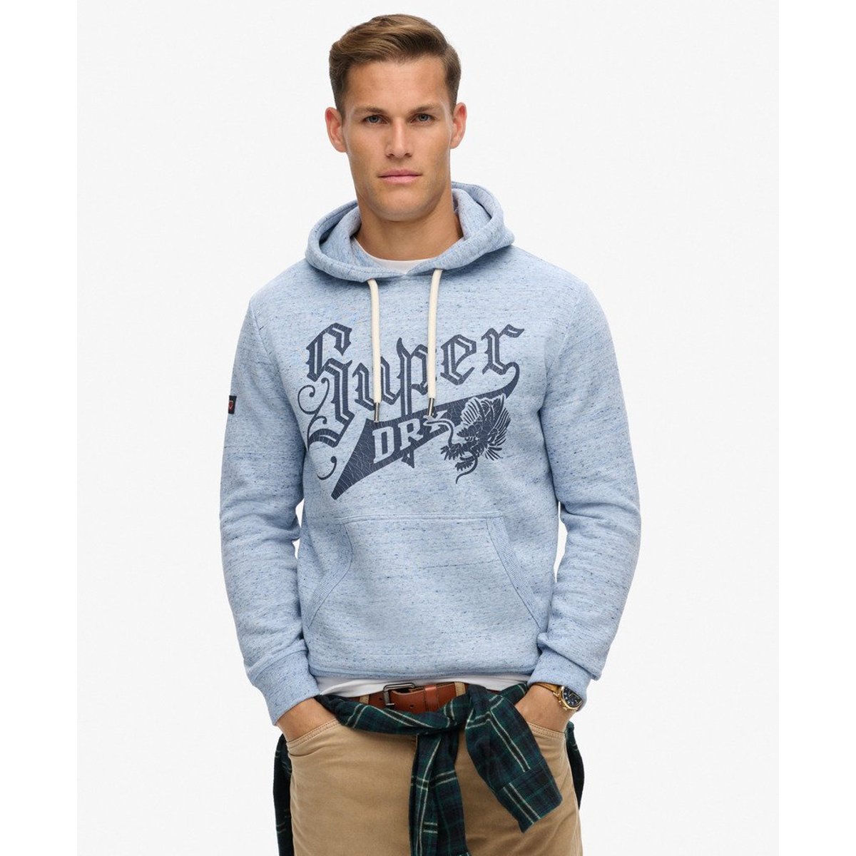 Sweat à capuche graphique Archive bleu los angeles chiné, SUPERDRY