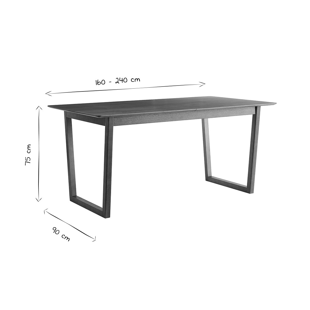 Table à manger scandinave extensible rectangulaire L160-240 cm LAHO noyer, MILIBOO
