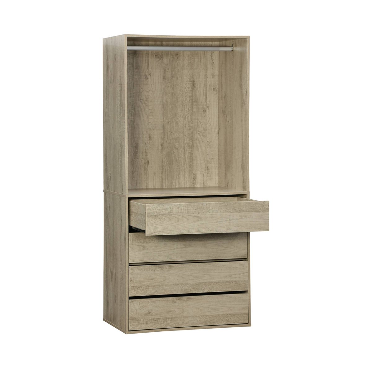 Module dressing décor bois 4 tiroirs 1 penderie NEPAL naturel, SWEEEK