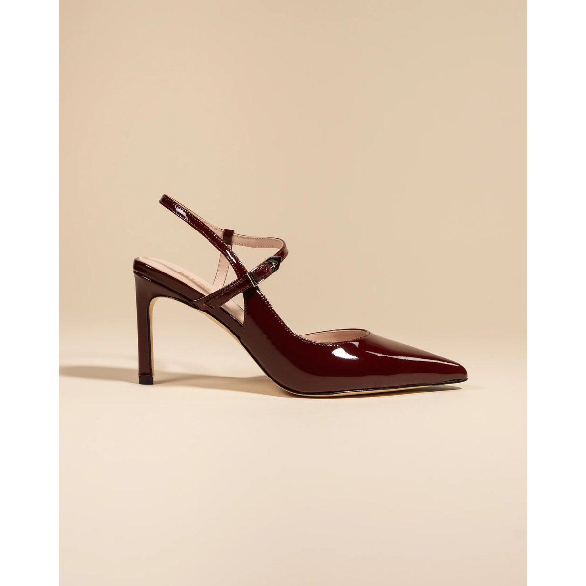 Escarpins à bride en cuir verni EMY bordeaux, MI MAI