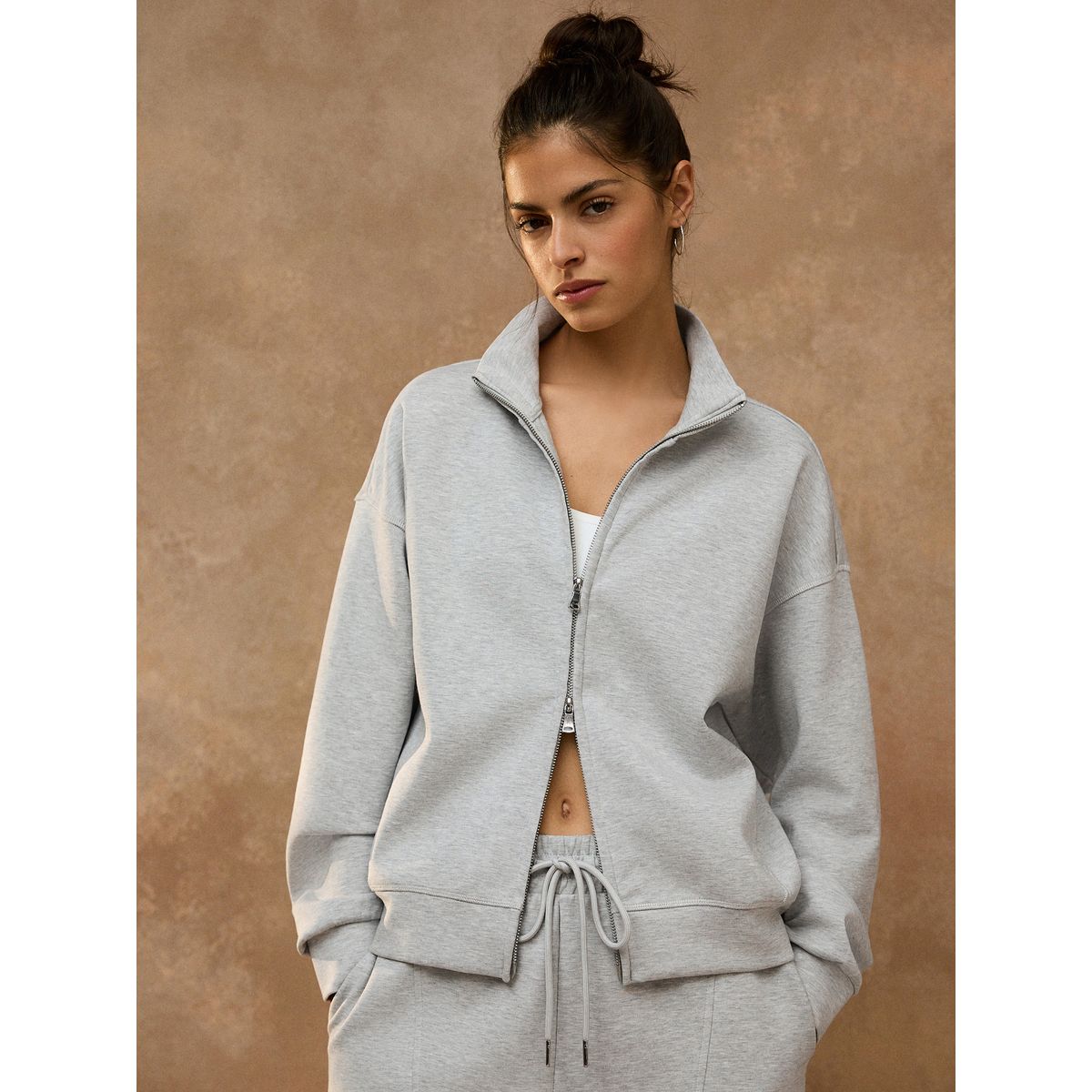 Veste zippée en néoprène doux gris, NEXT