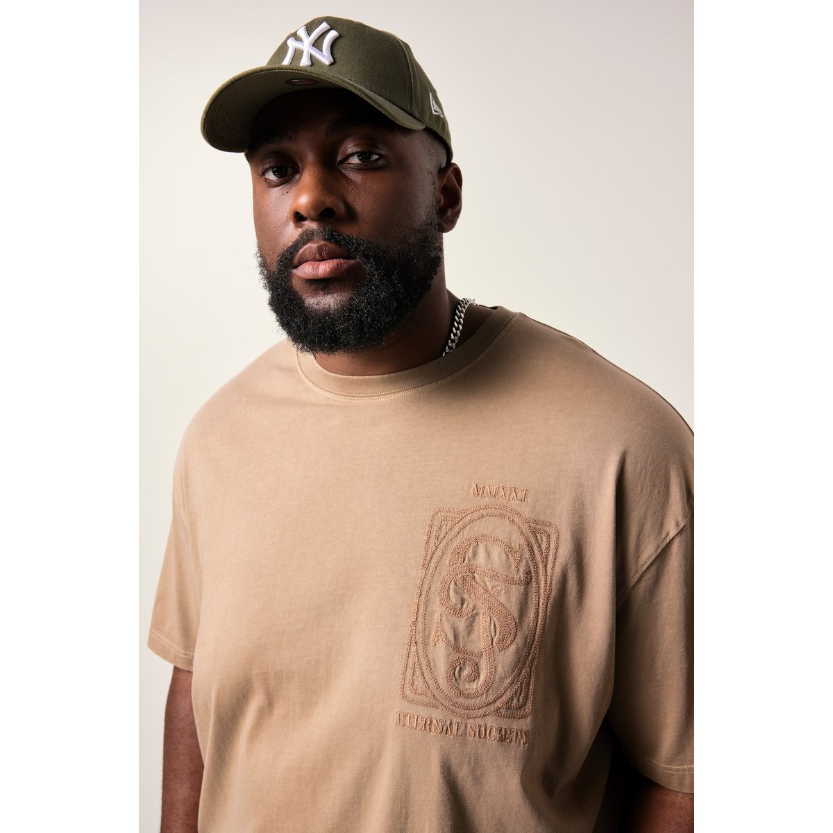 T-shirt oversize marron clair, STHUGE