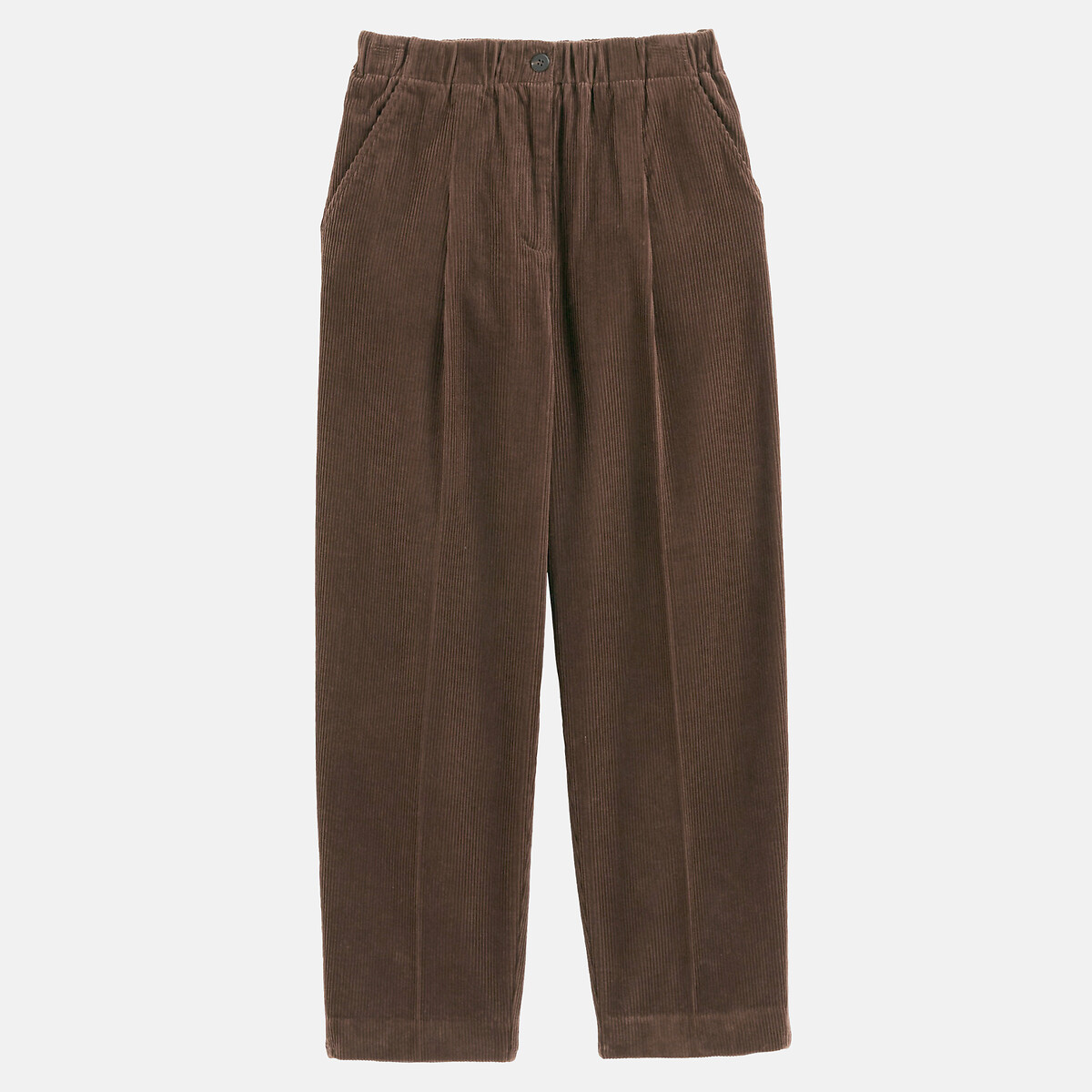 Pantalon carotte en velours côtelé marron, LA REDOUTE COLLECTIONS