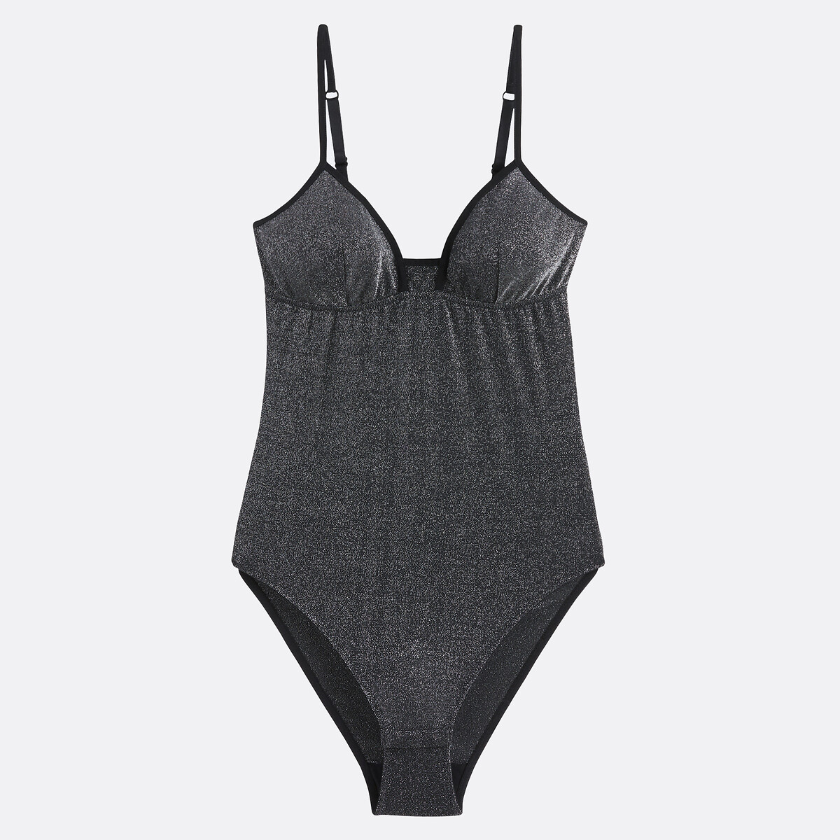 Body in microfibra e fili metallizzati, TAMARA nero , LA REDOUTE COLLECTIONS