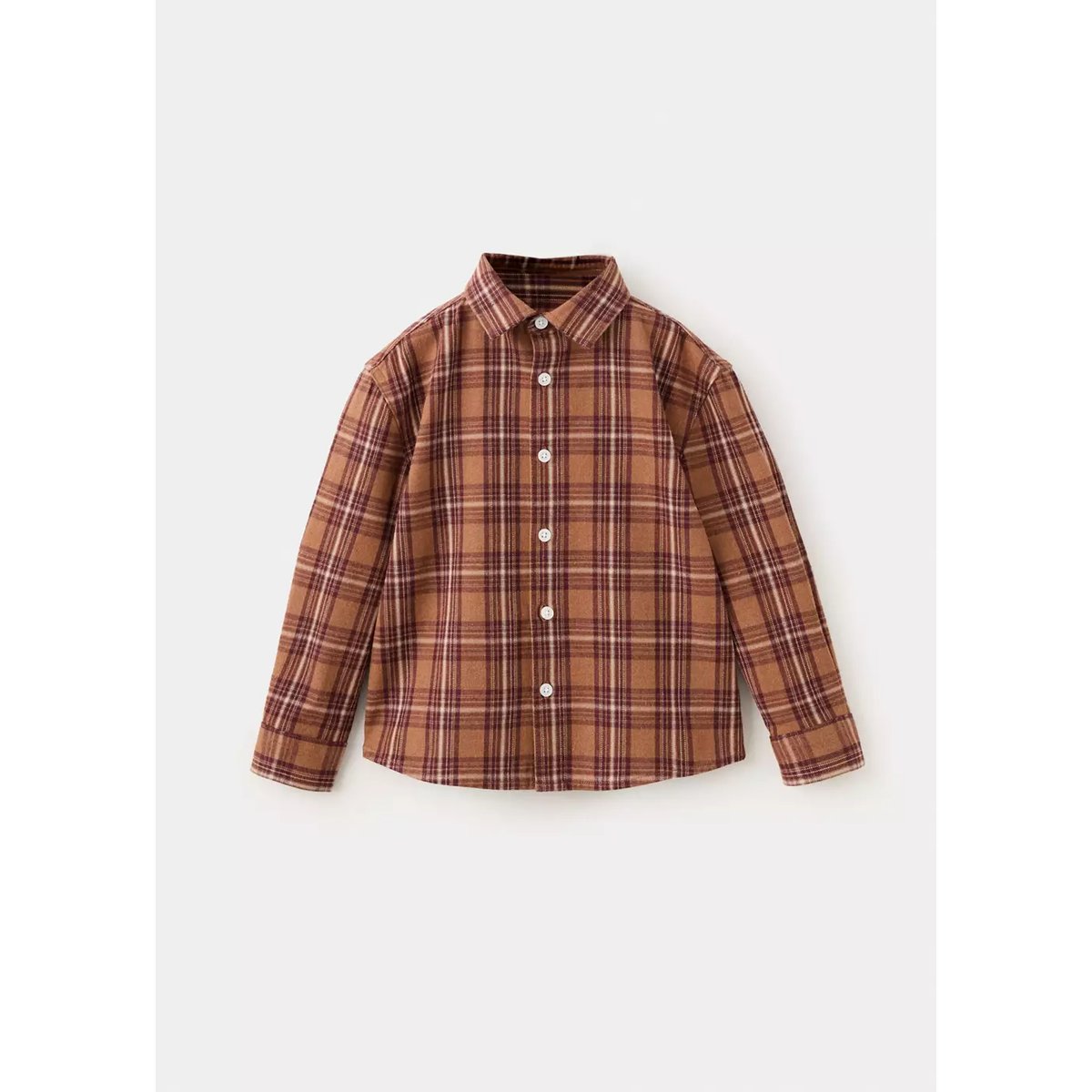 Chemise 100% coton à carreaux rouge-orangé, MANGO BABY