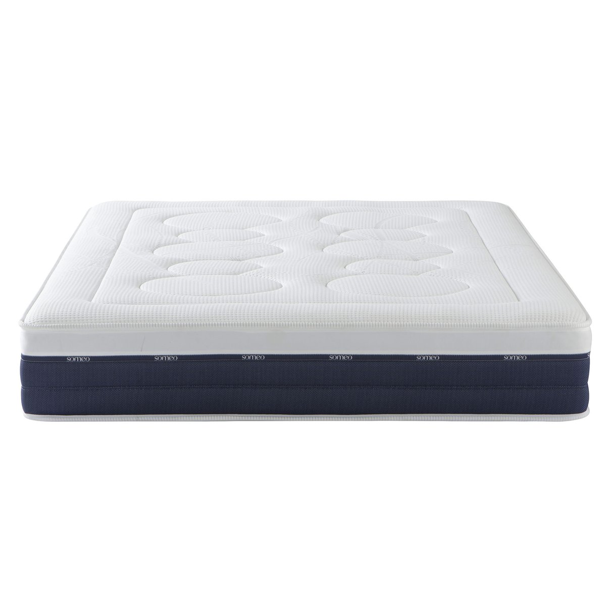 Ensemble matelas ressorts et mémoire de forme, sommier et pieds Rêve 600 blanc, SOMEO