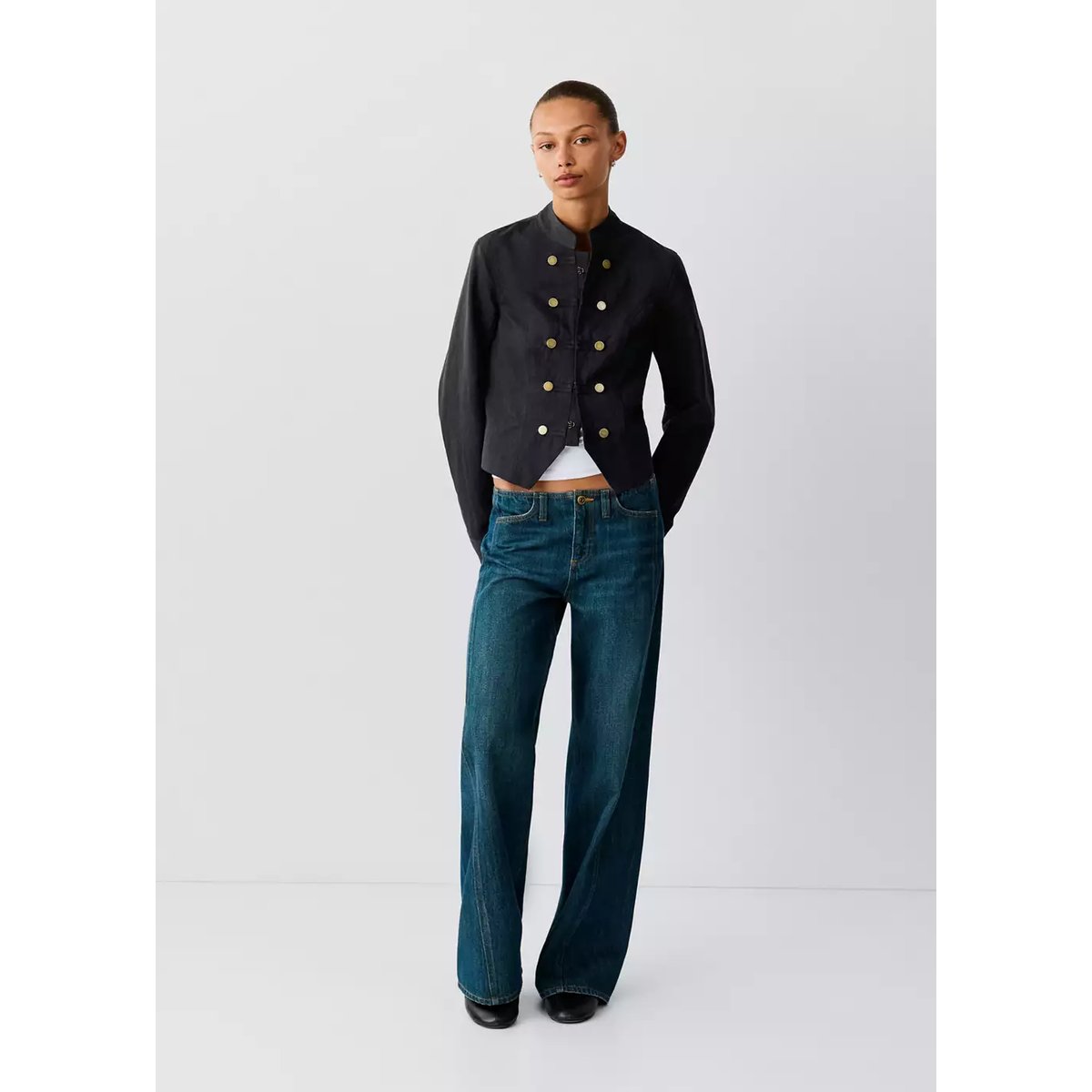 Veste boutonnée black denim, MANGO TEEN