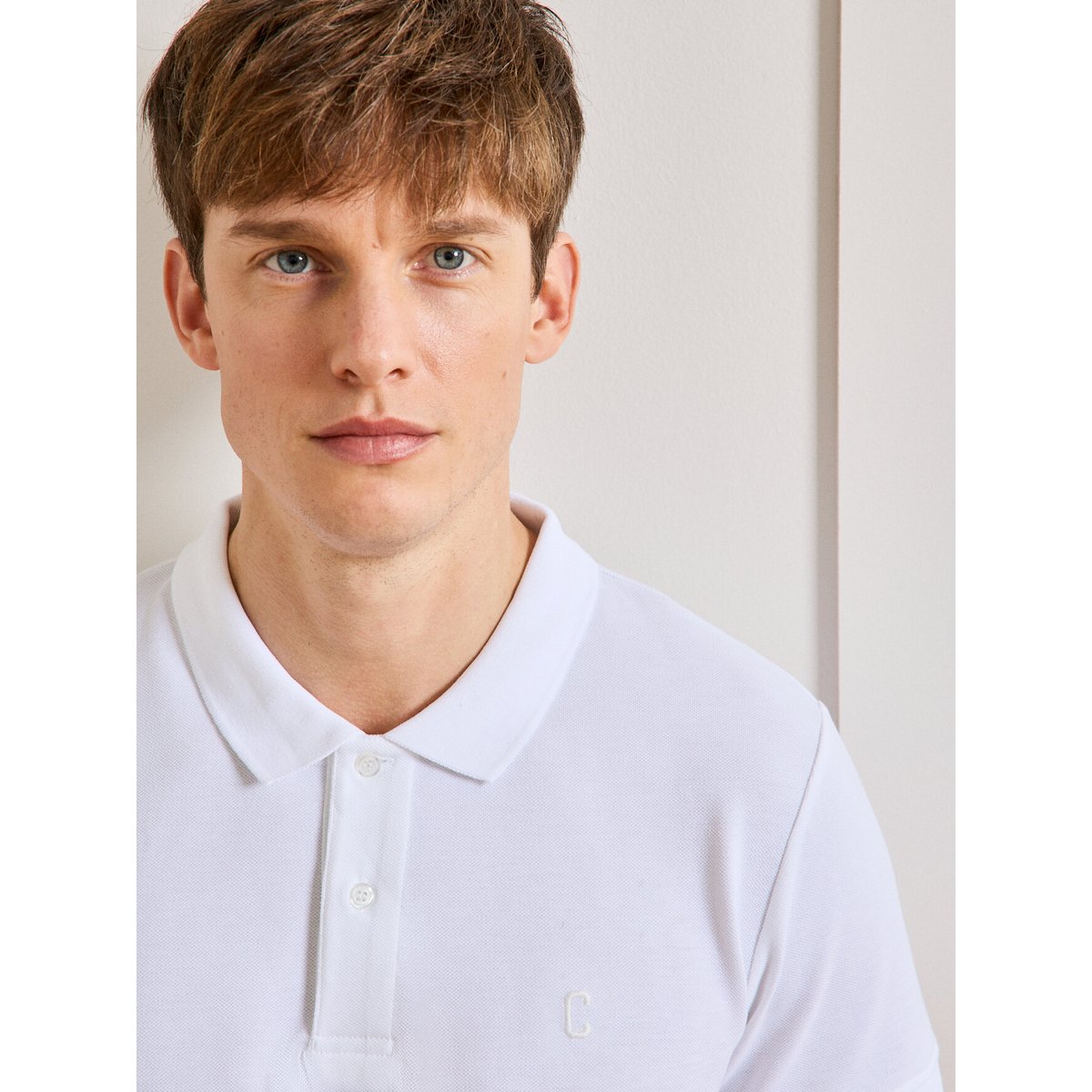 Polo uni maille piquée coton biologique blanc, CYRILLUS
