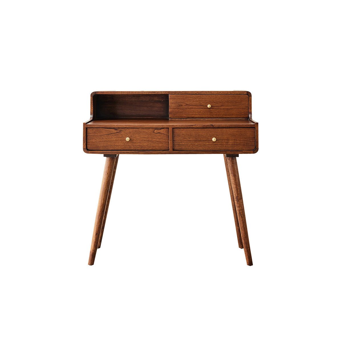 Bureau en bois massif 90 cm 3 tiroirs VINTAGE marron, BERAH GETAH