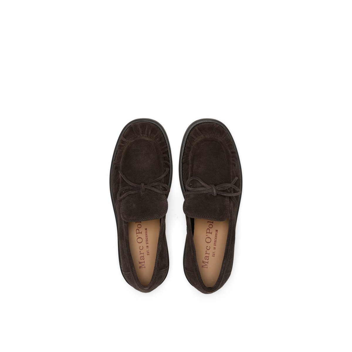Mocassins modèle Erin en cuir velours huilé marron foncé, MARC O'POLO