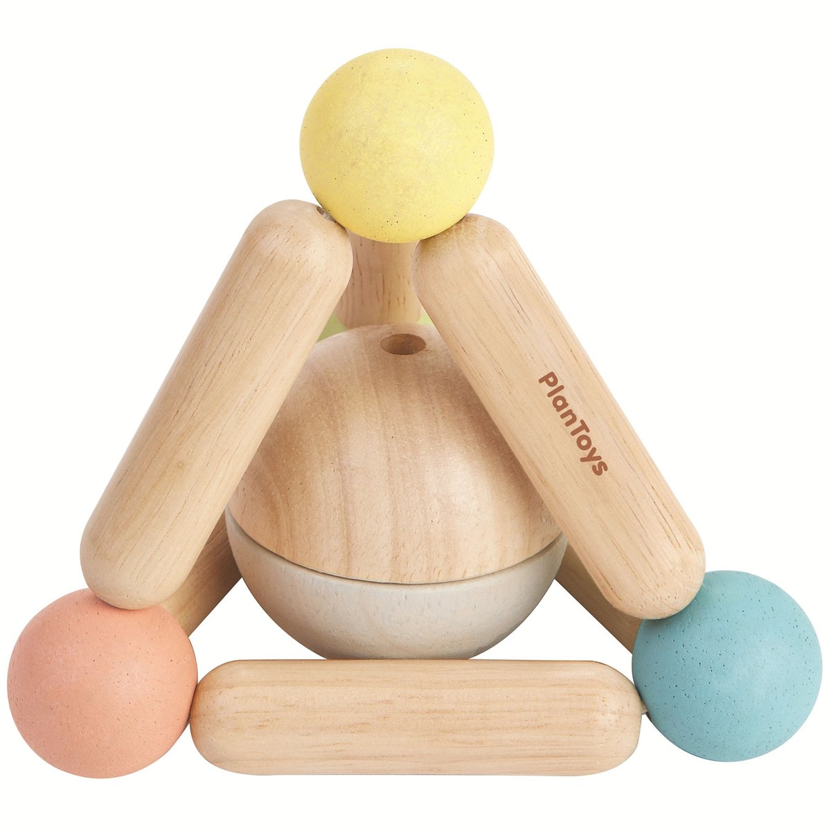Hochet en bois triangle pastel beige, PLAN TOYS