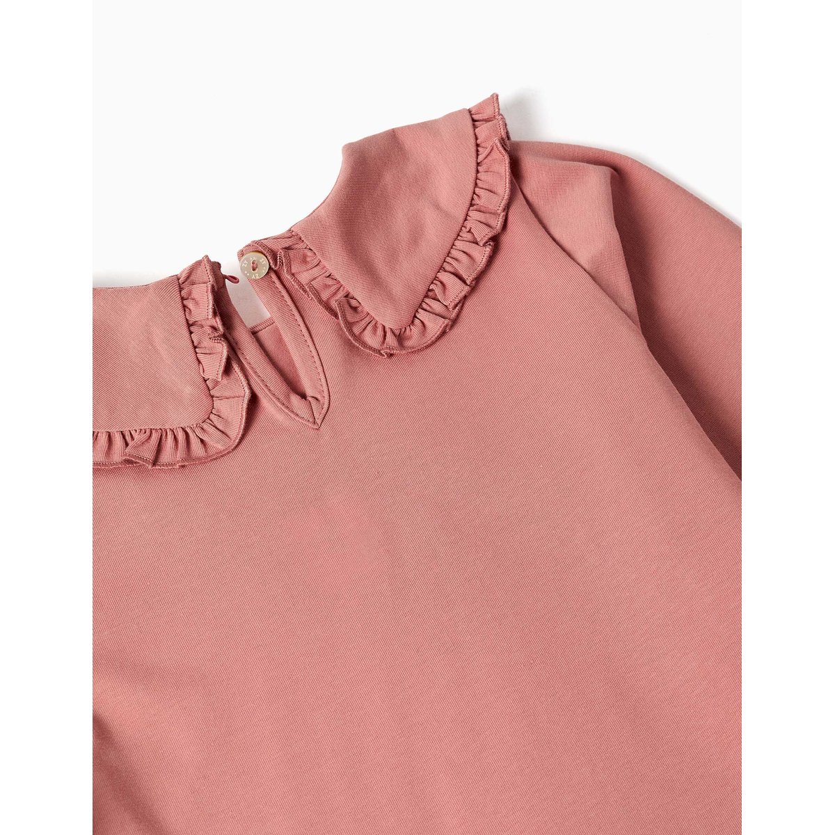 T-shirt en coton à manches longues avec volants rose, ZIPPY