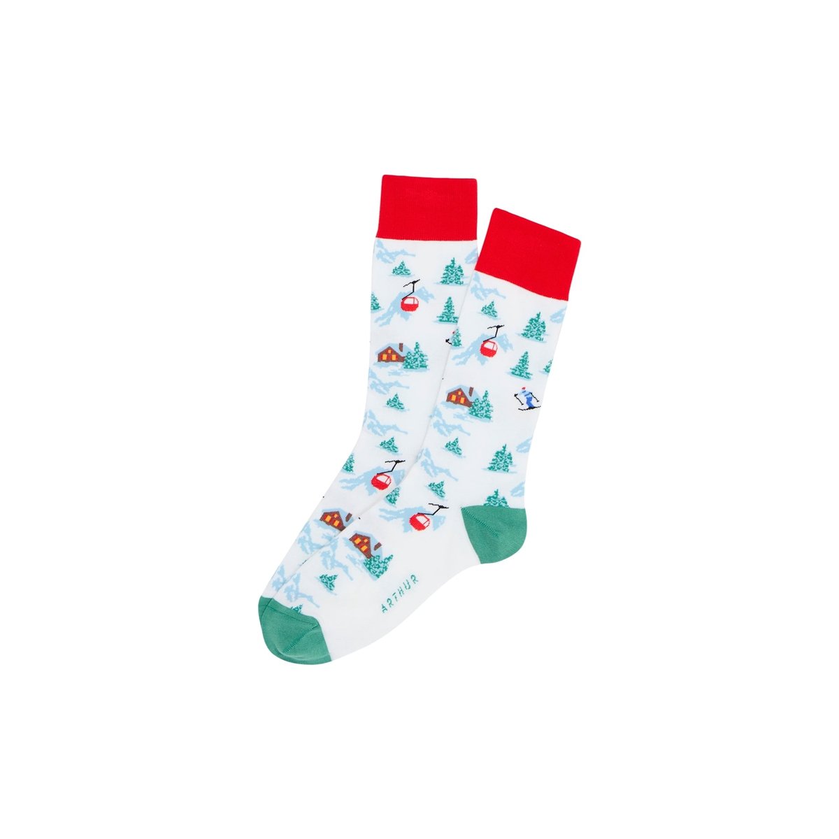 Chaussettes en coton imprimé Noël en altitude Neige neige, ARTHUR