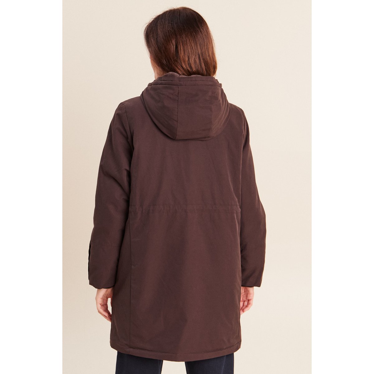 Parka à capuche taille ajustable marron foncé, BREAL