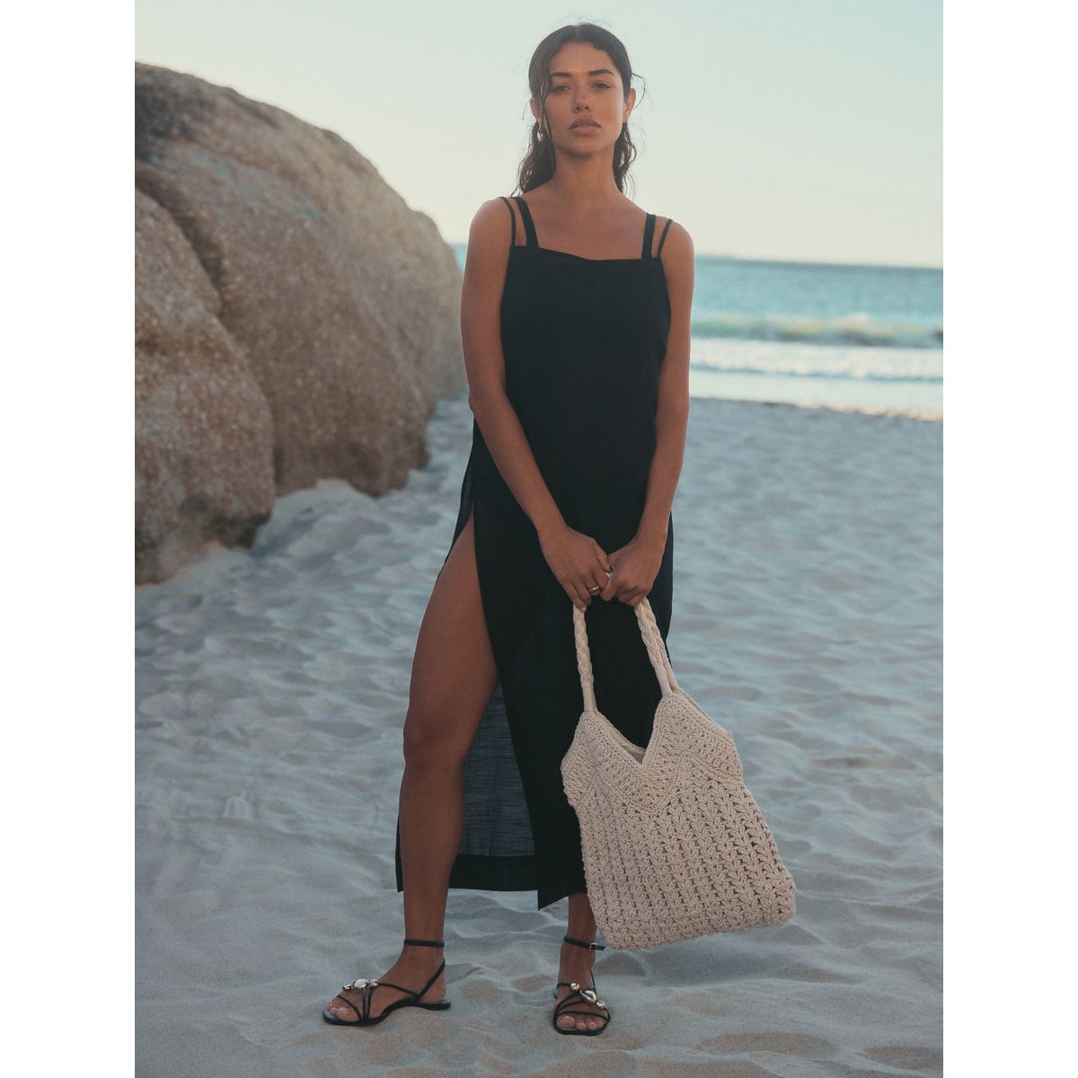 Sac porté épaule style macramé naturel, NEXT