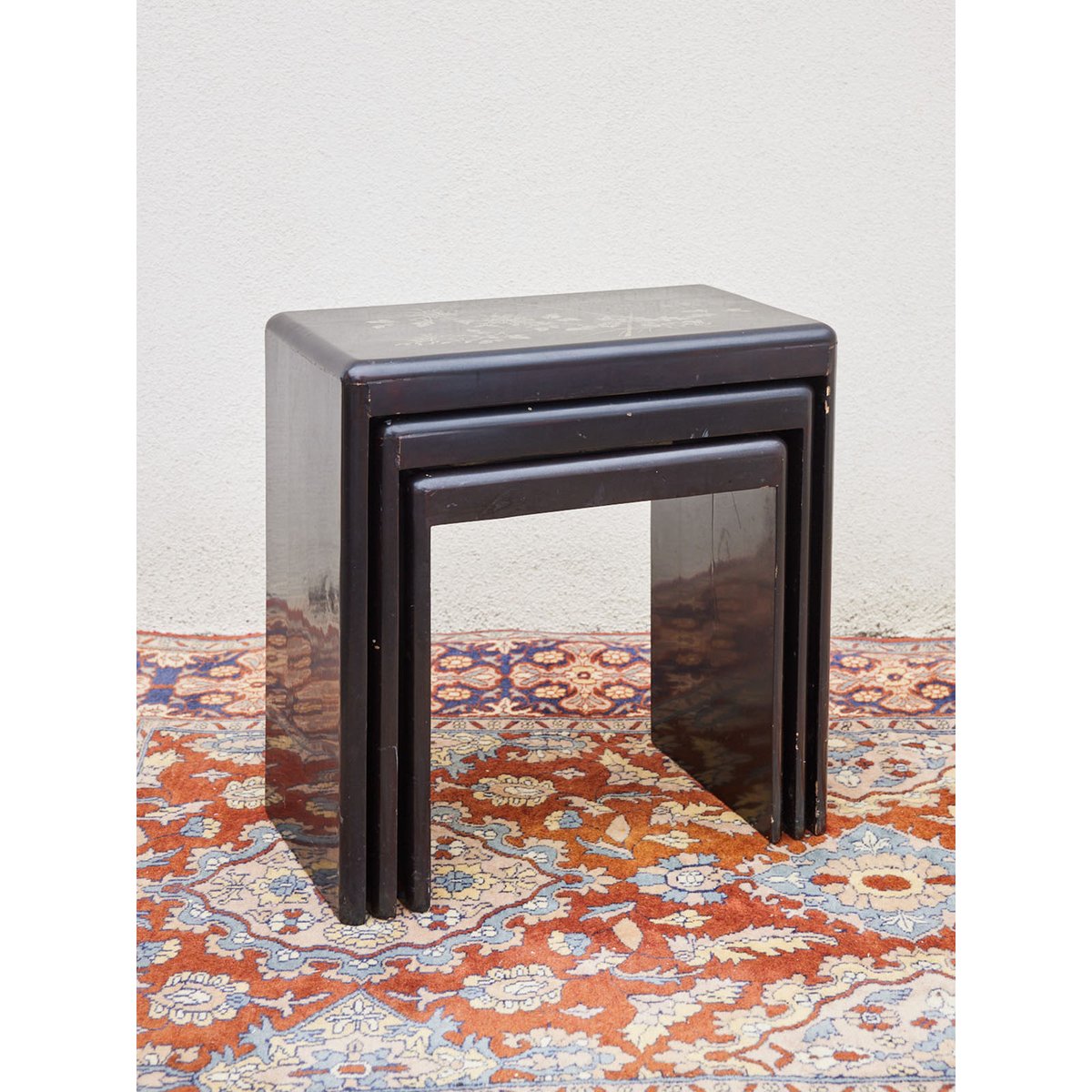 Table gigogne style japonisant Barbara N°180 - Bon état noir, DEBONGOUT