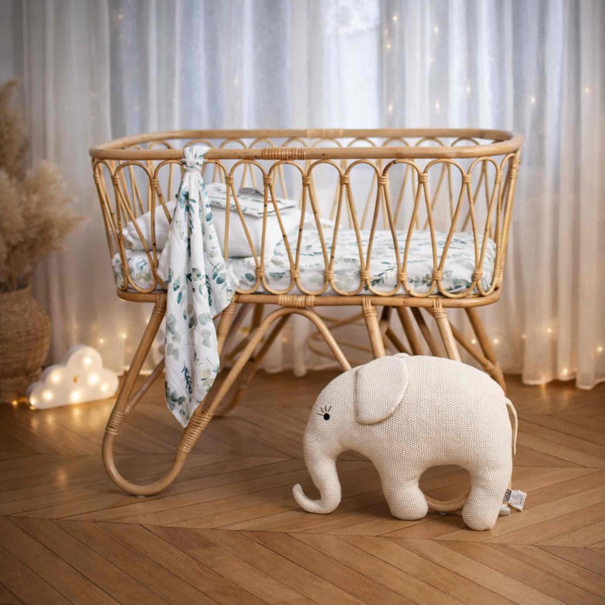 Grande peluche éléphant en coton bio TRICOT écru, SEVIRA KIDS
