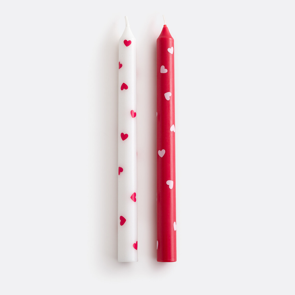 Lot de 2 bougies imprimées cœur, SCACCO rouge/blanc, LA REDOUTE INTERIEURS