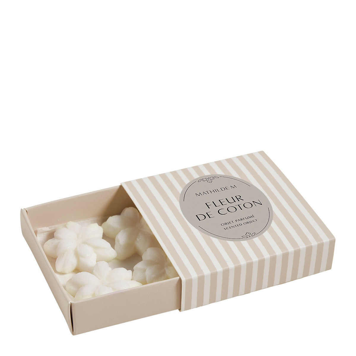 Coffret de 4 décors fondants en cire parfumée - FLEUR DE COTON blanc, MATHILDE M