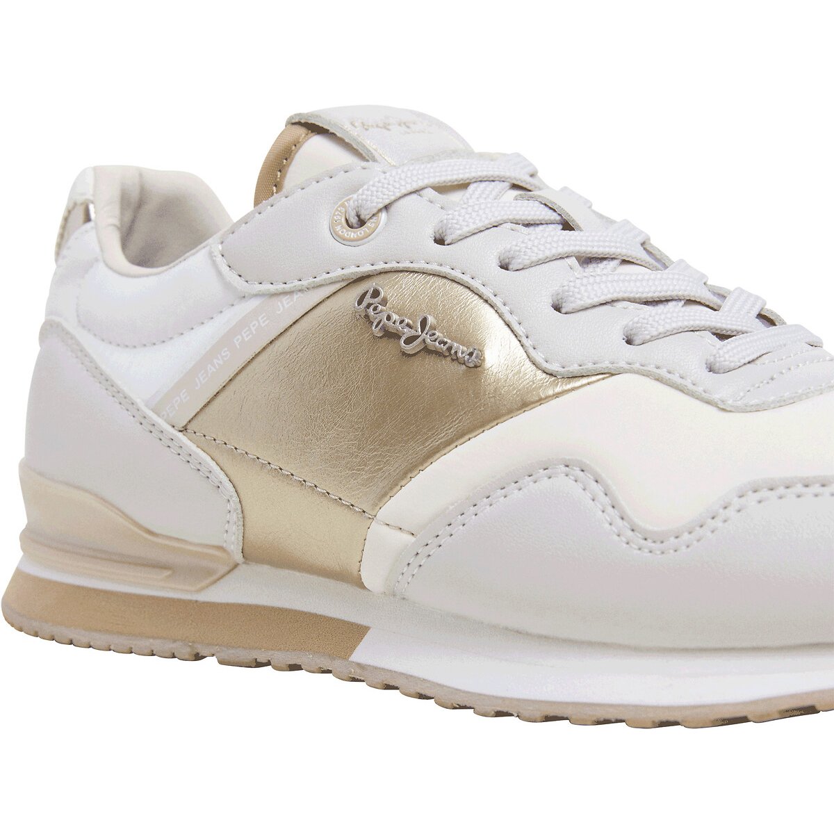 Baskets London Shine beige/doré, PEPE JEANS