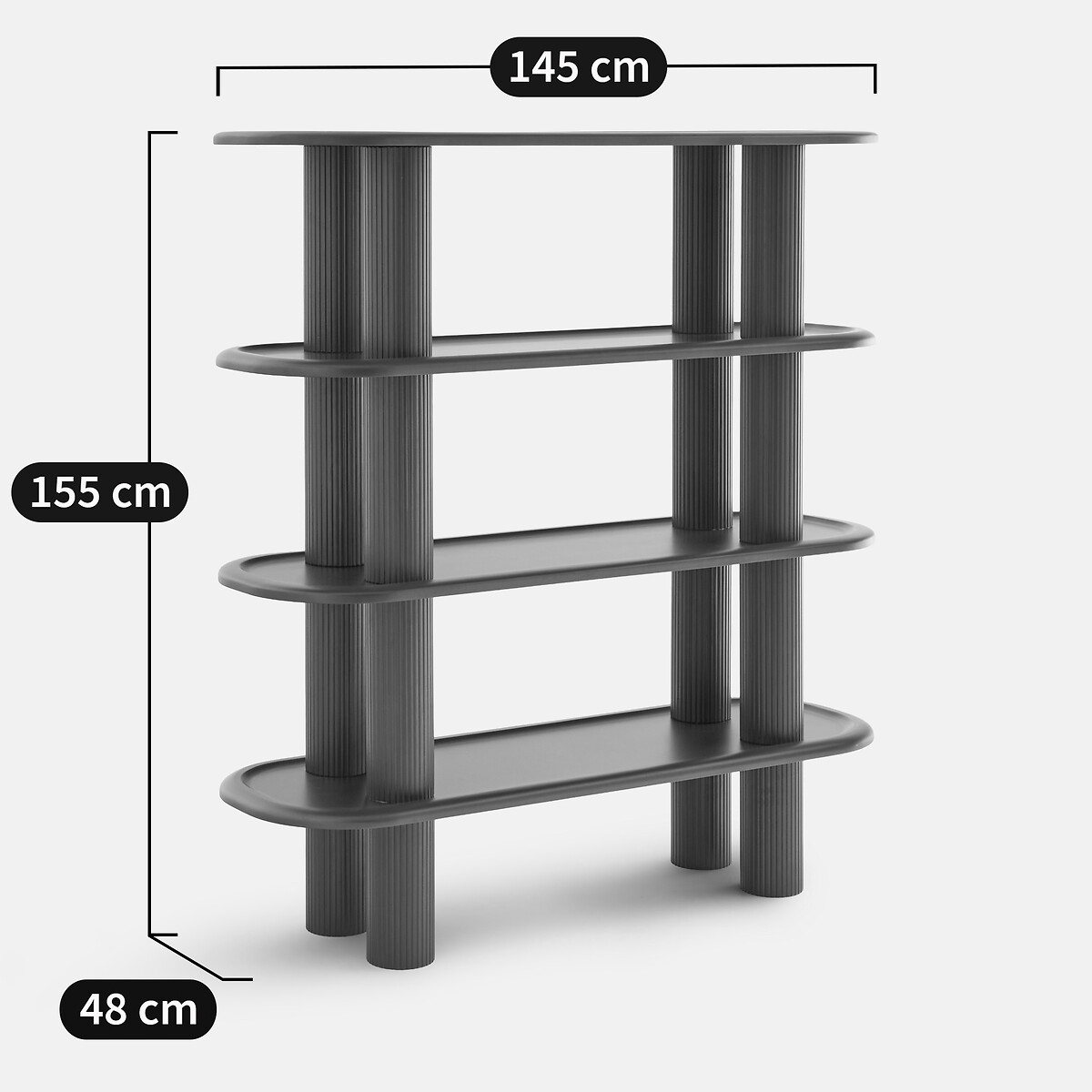 Libreria a 5 ripiani, laccata opaca, altezza 155 cm, CALIO bordeaux , LA REDOUTE INTERIEURS