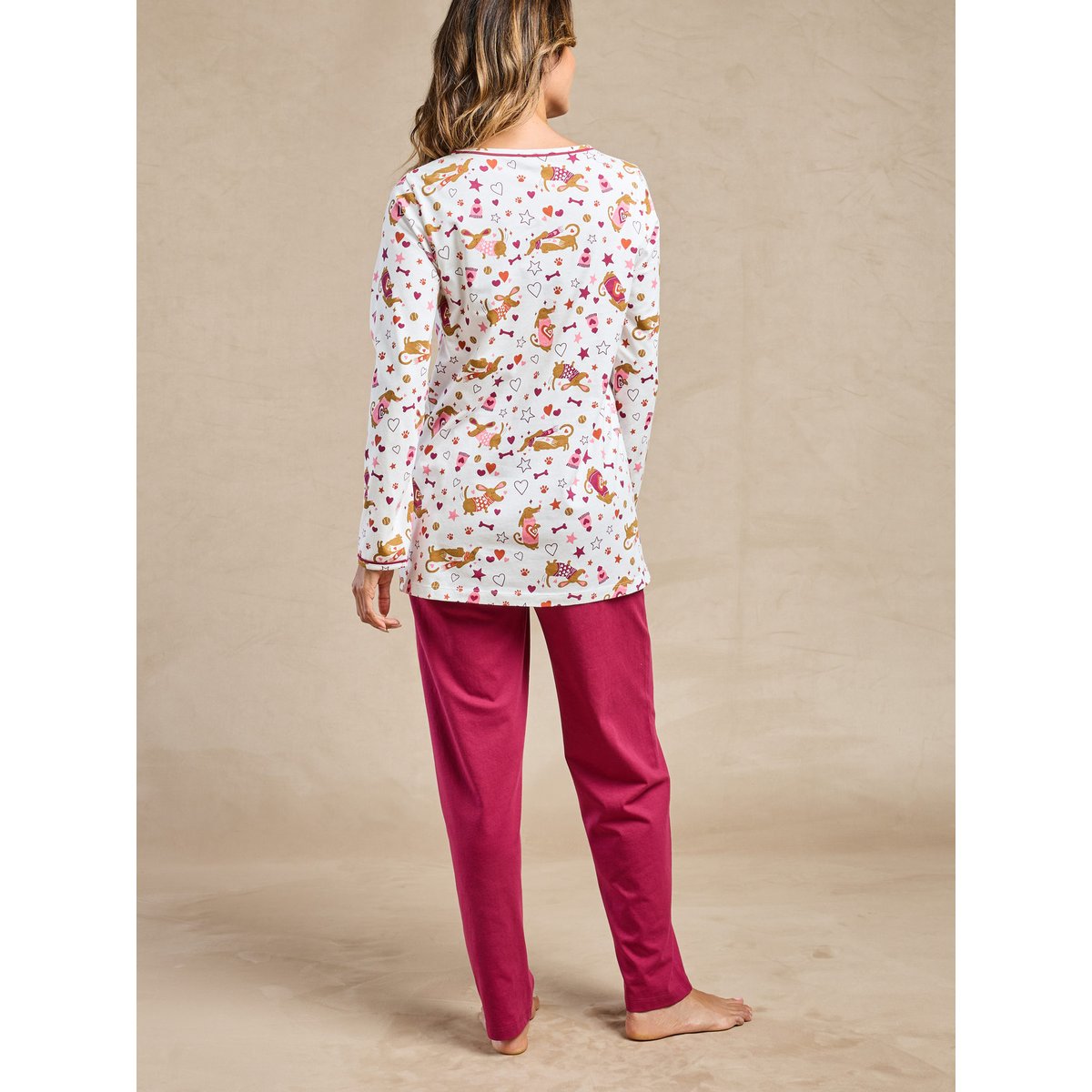 Lot de 2 pyjamas femme maille jersey imprimé fond blanc, DAXON