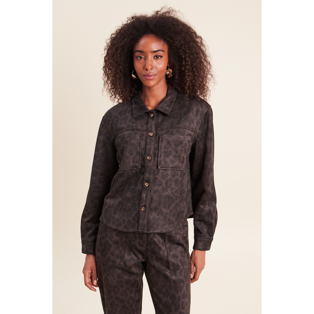 Chemise droite manches longues vert kaki, BREAL