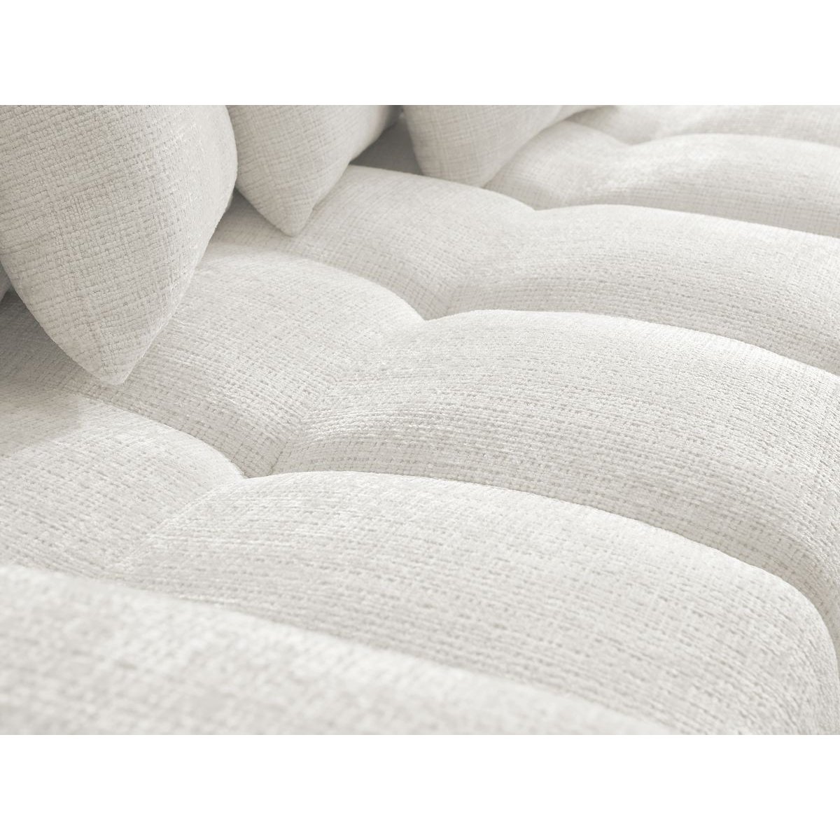 Canapé d'angle convertible 4 places en tissu texturé, ANAKIN blanc, BOBOCHIC