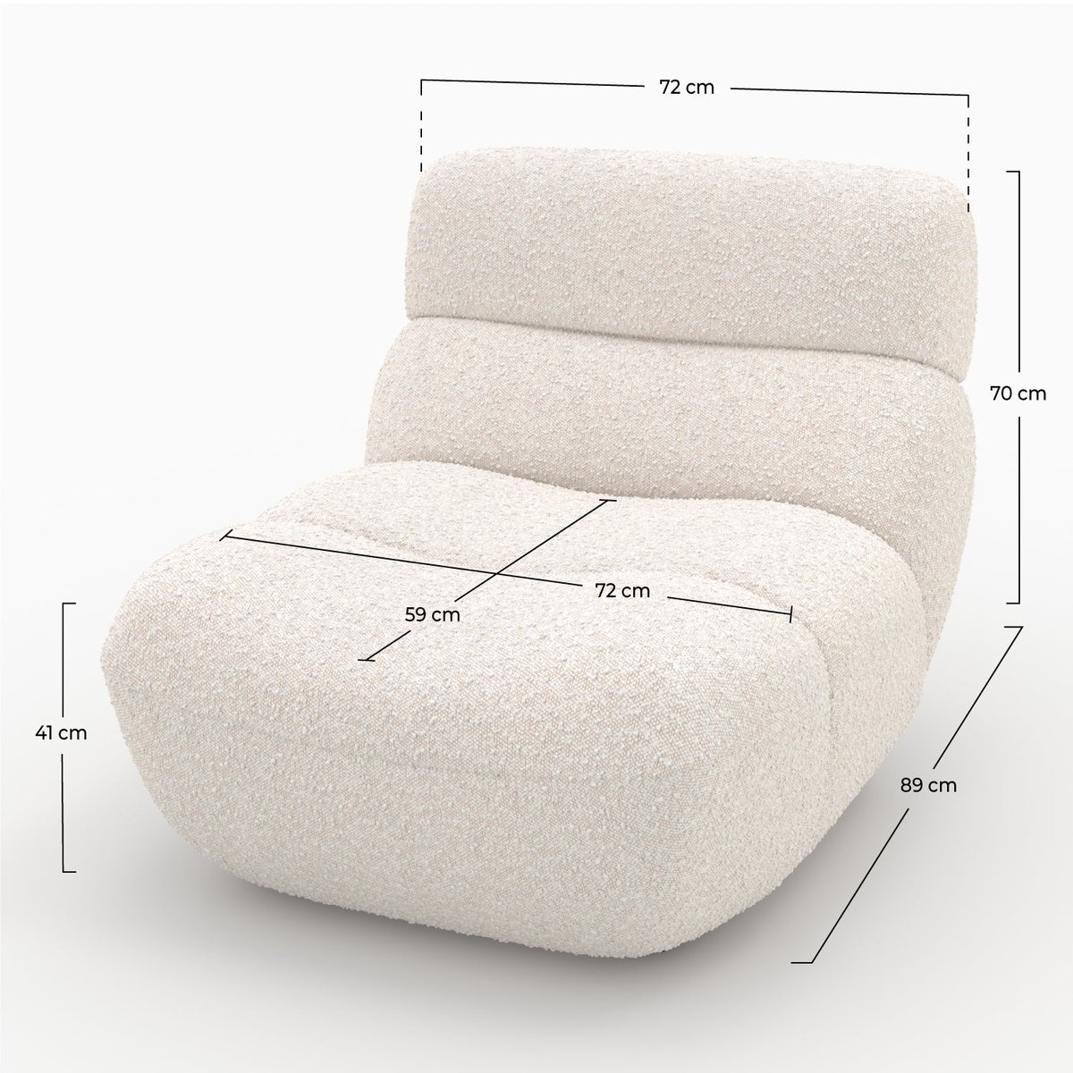 Fauteuil en tissu bouclé - TEDDY blanc, MAISON PAVANE