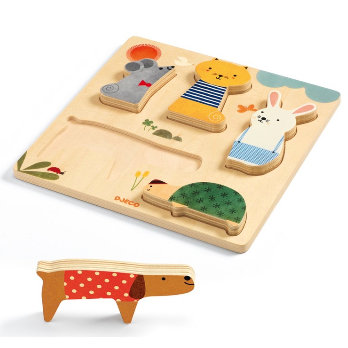 Puzzle relief Woodypets multicolore, DJECO