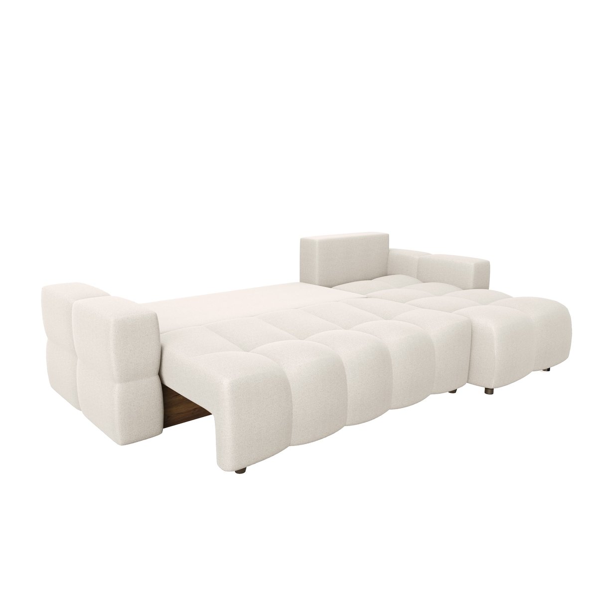Canapé d'angle droit convertible 5 places en tissu tramé GABRIEL crème, SIA HOME