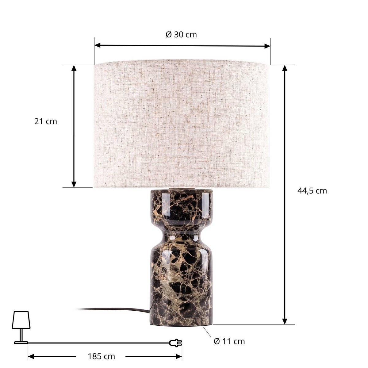 Lampe à poser en textile moderne, Marcella marron, crème, LUCANDE