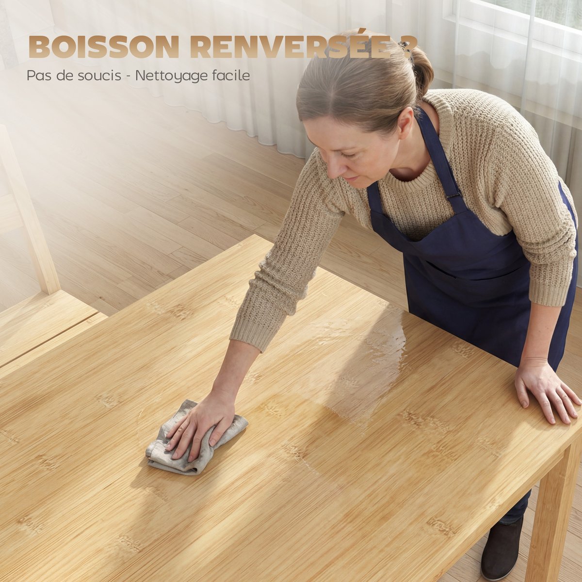 Ensemble de table à manger Bambou Bois bois naturel, HOMCOM