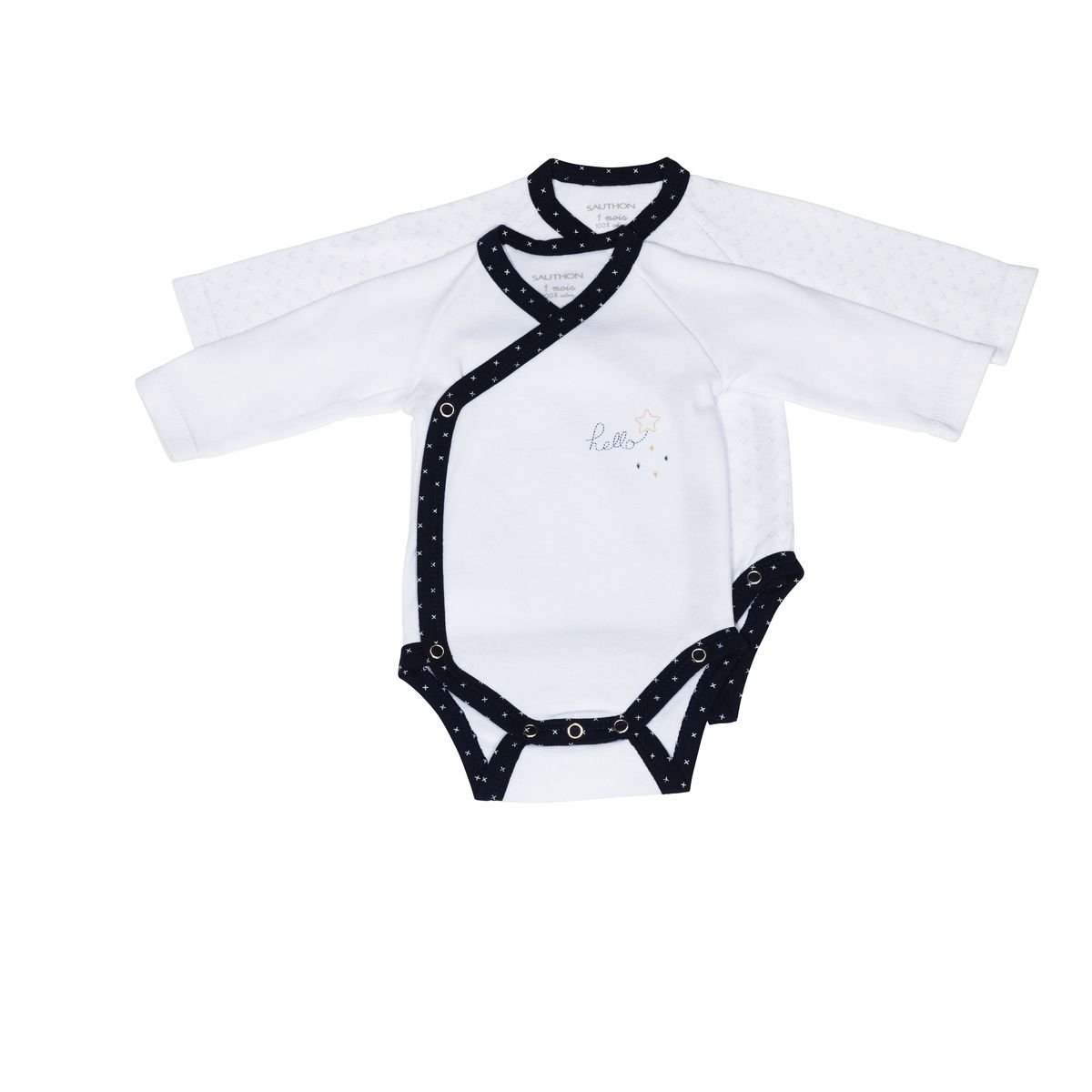 Bodies bébé à manches longues Lot de 2 blanc, SAUTHON