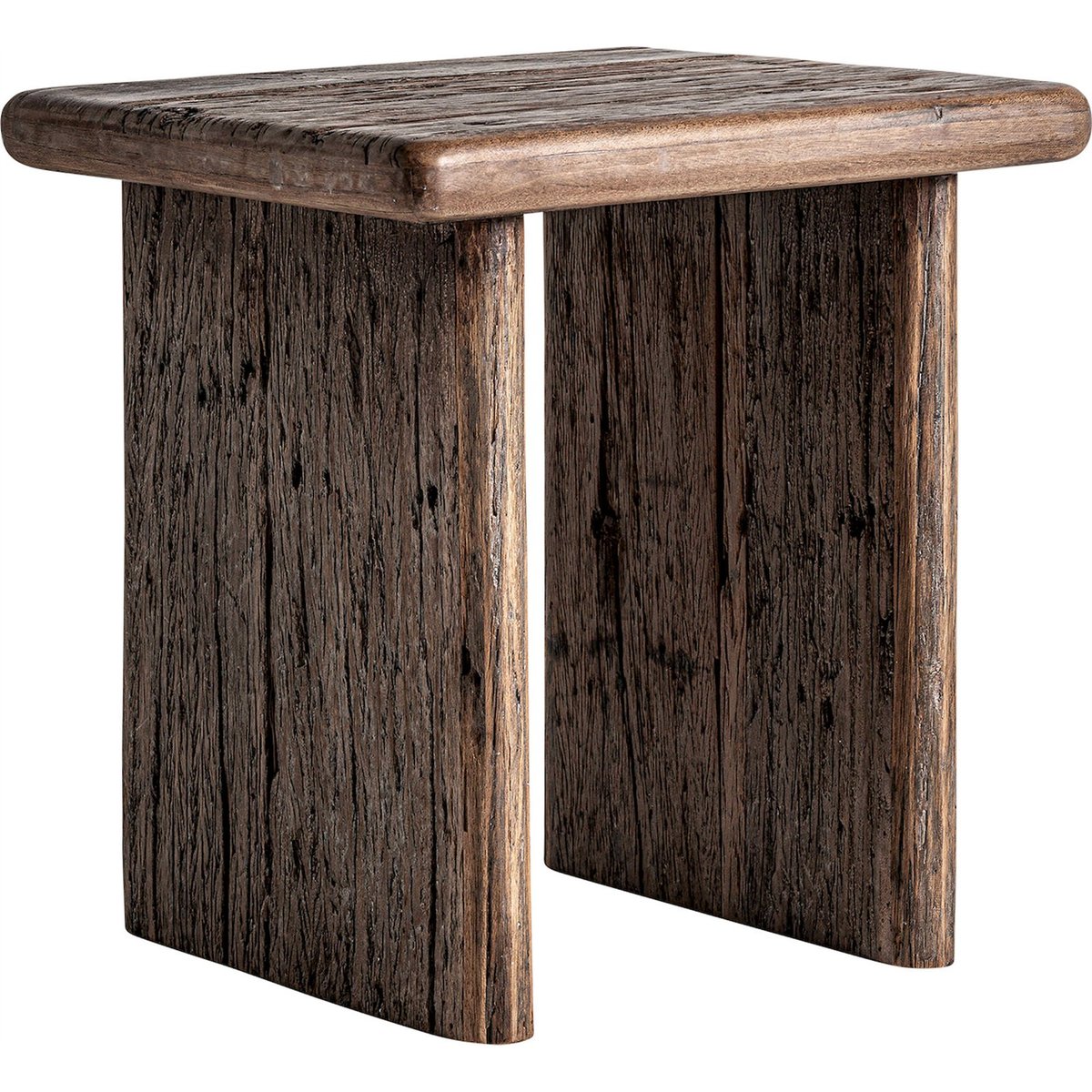 Table basse sculpturale en bois tropical marron foncé effet vieilli, RECOLLECTION